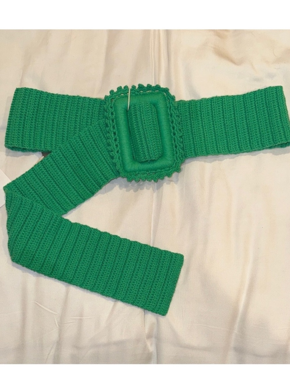 MSGM Crochet Knit Belt Green with Buckle